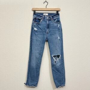 ABERCROMBIE & FITCH The Ankle Straight Jeans Blue Ultra HR Curve Love